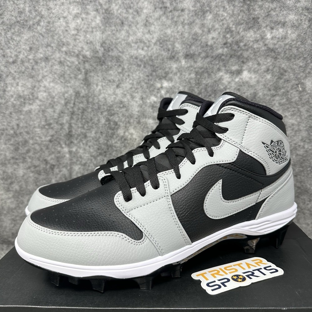 Jordan 1 Mid TD Football Cleats Mens Size 12 Black Grey Shadow FJ6805-002 Retro